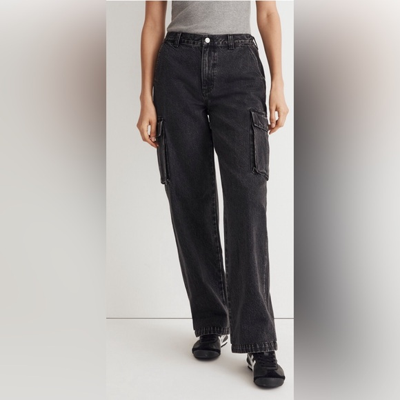 NWOT Madewell Low-Slung Straight Cargo Jeans in Ranney Wash - Picture 1 of 7